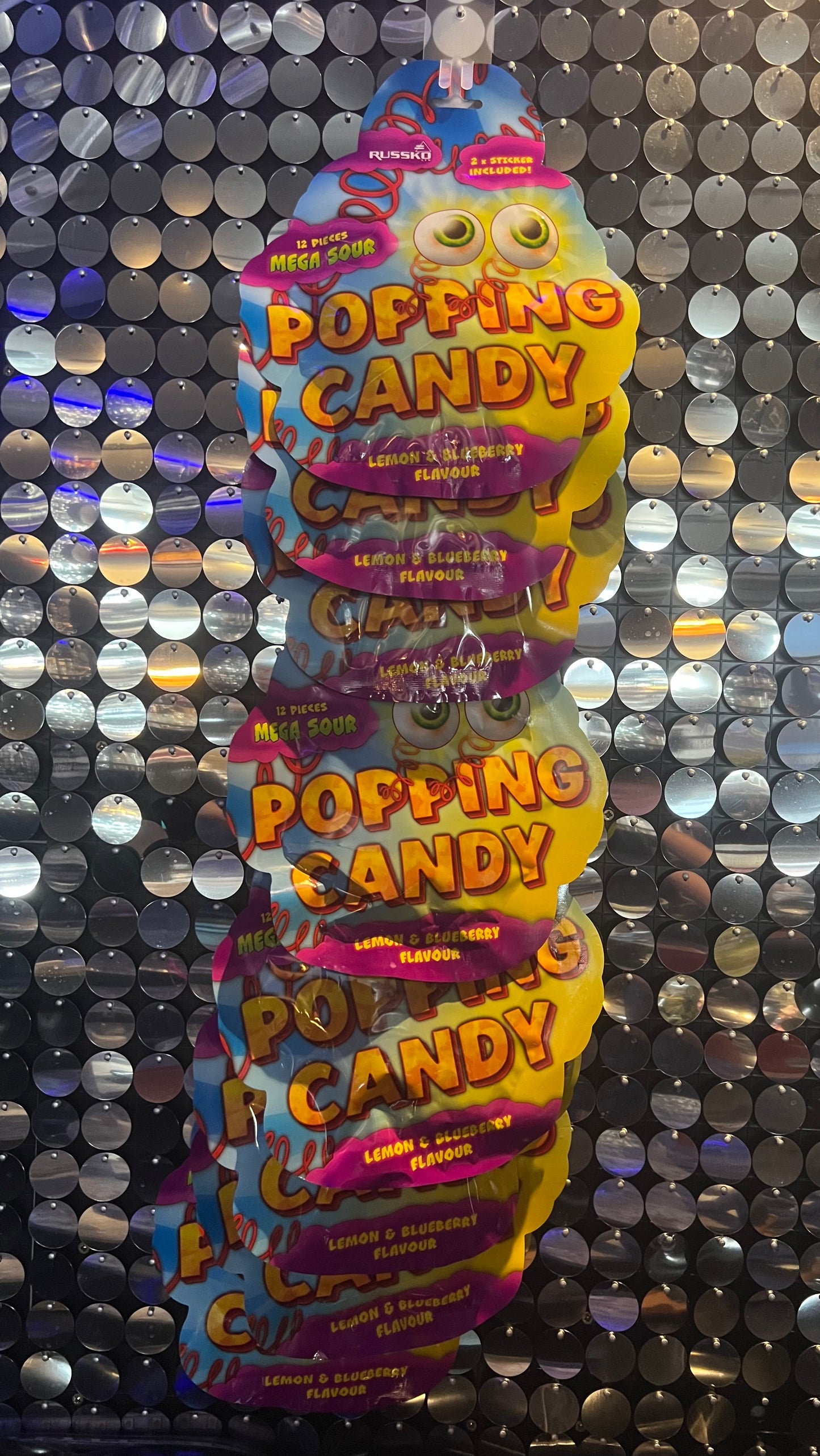 MEGA SOUR 8 Packs Popping Candy Lemon & Blueberry Flavour with Stickers