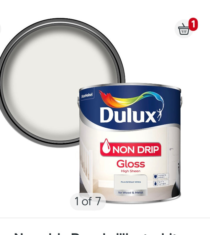 Dulux Non-drip Pure brilliant white High gloss Trim paint, 2.5L (S600) J*