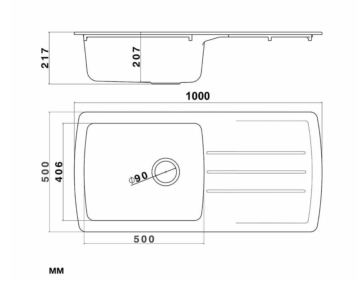 Liquida ZEN100BL 1.0 Bowl BIO Composite Reversible Black Kitchen Sink With Waste (R318)