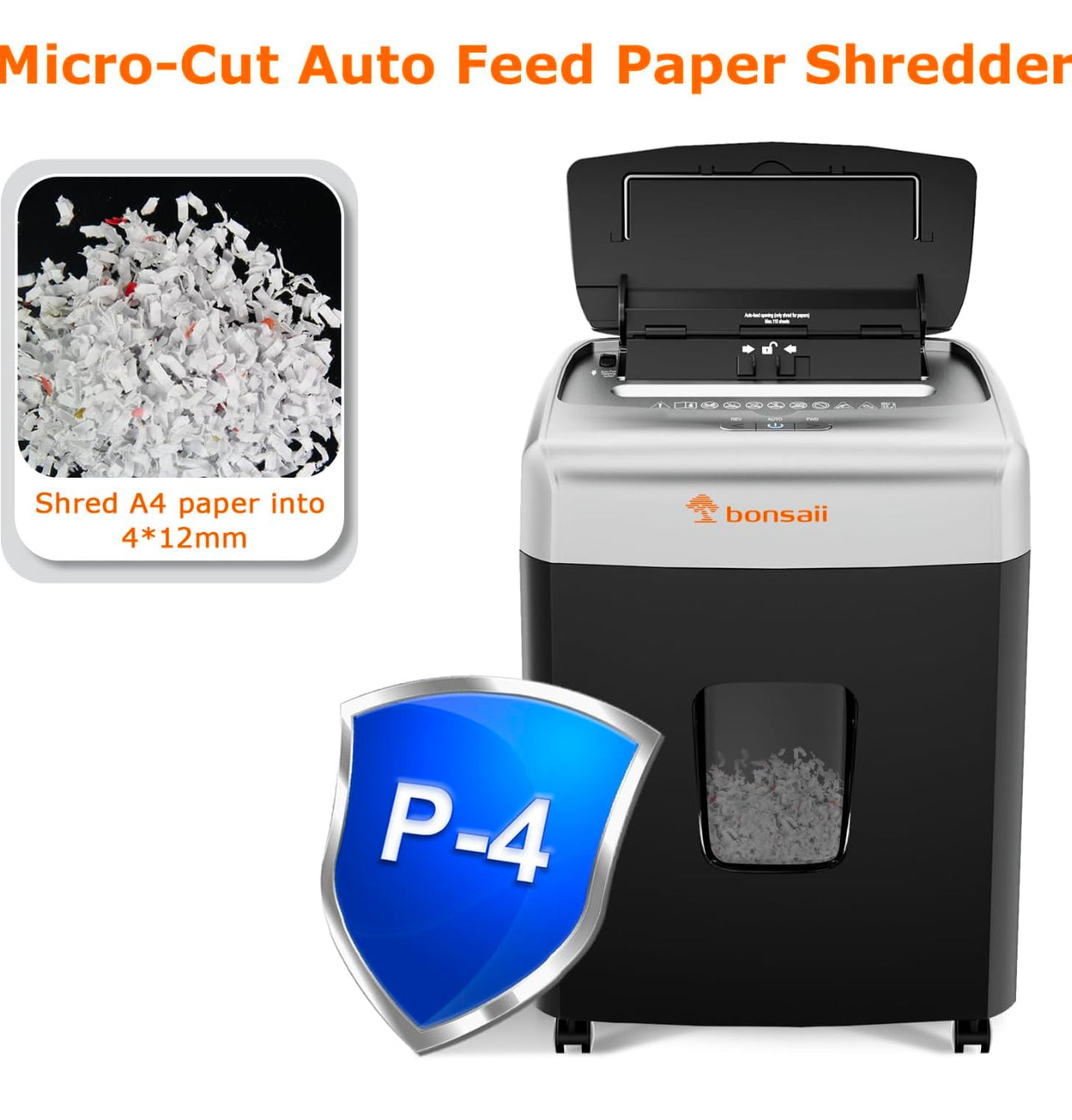 Bonsaii 110-Sheet Auto Feed Office Paper Shredder (R412)