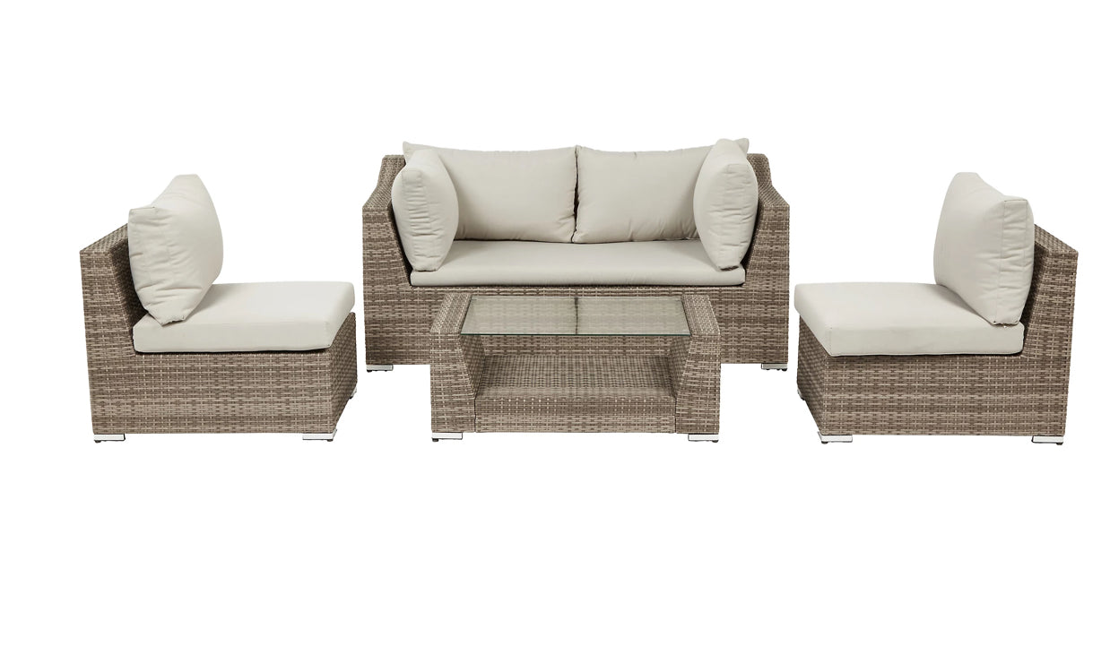 GoodHome Maevea Grey Rattan effect 4 seater Garden furniture set (R246)