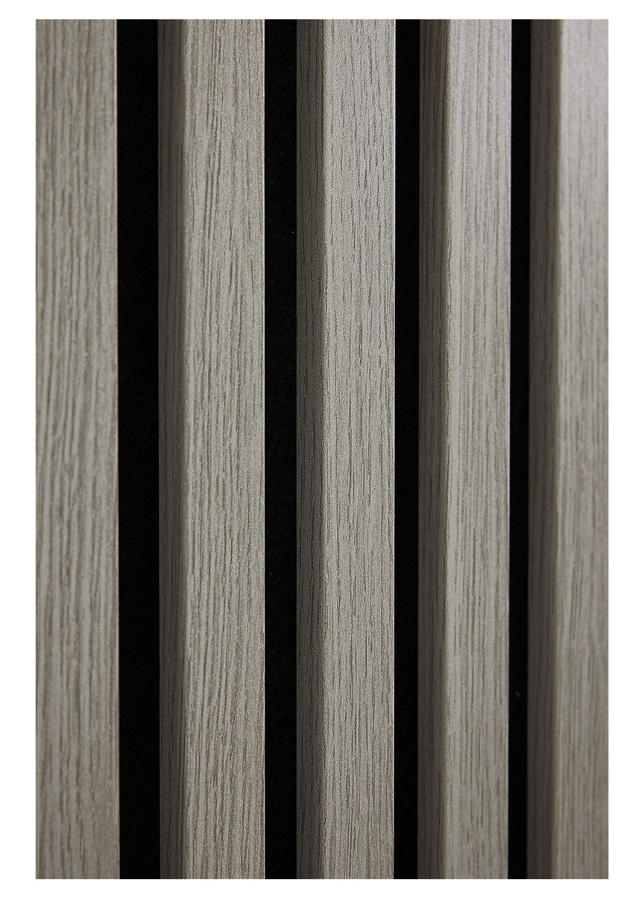 Acoustic Decorative Timber Slat Wall Panel - Light Oak Grey - 2400mm x 600mm (R374) Room2