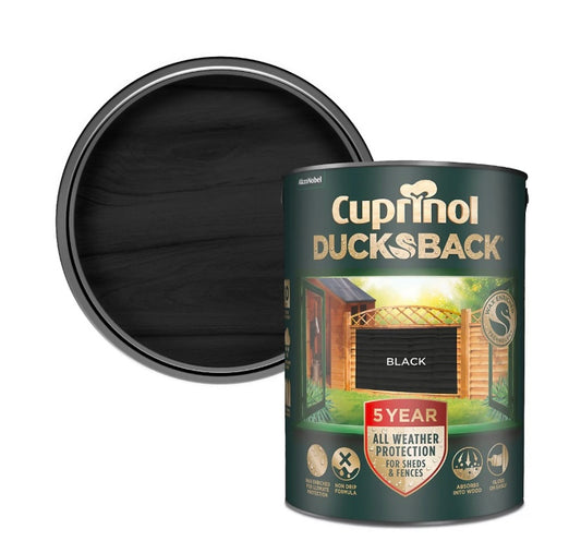 Cuprinol 5 year ducksback Black Matt Exterior Wood paint, 5L (S765)