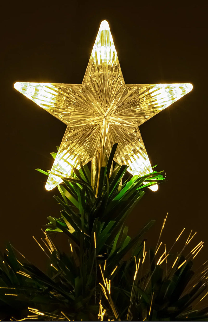 6ft Green Fibre Optic Christmas Tree with Warm White Fibre Optics, LED Lights and Stars (R411) [Room 2]