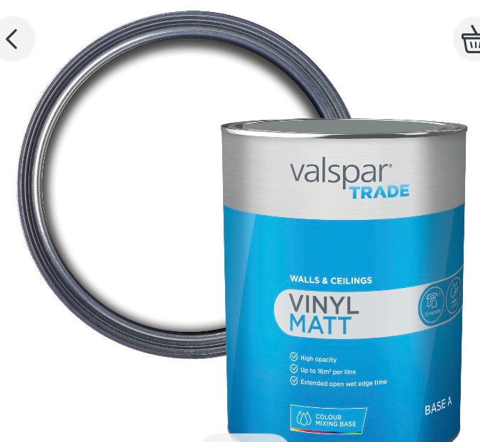 Valspar Trade Vinyl Interior Wall & ceiling Matt Paint, Base A 5L (S755) (H**)