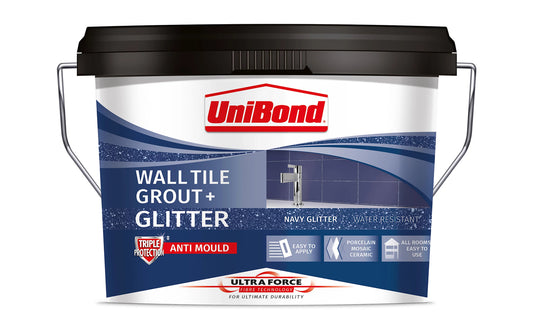 UniBond UltraForce Ready mixed Navy glitter Wall tile Grout, 3.2kg Tub (R317) E (D*)