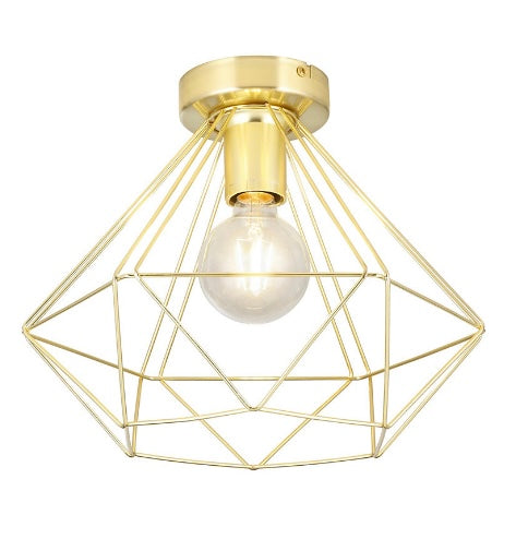 Goodhome hexagon gloss metal brass effect ceiling light (S206)