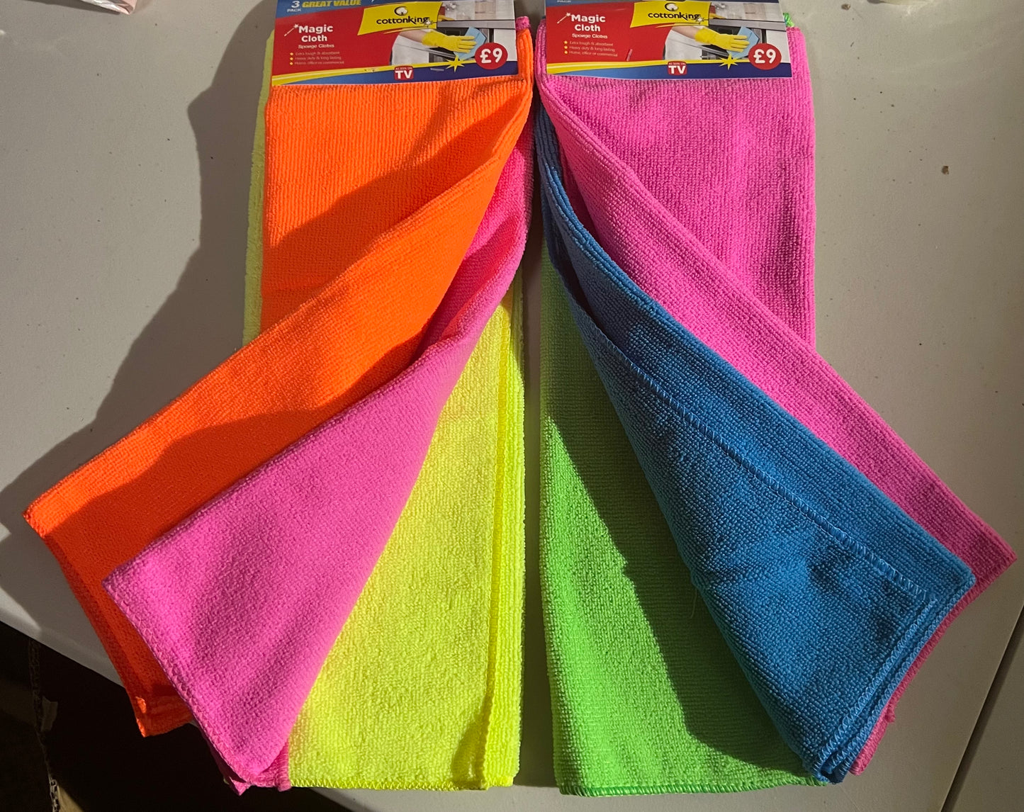 2 Packs of 3 Magic Cloths (6 Total) Multi Coloured Microfibre Brand NEW