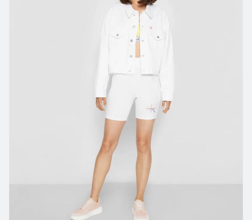 Calvin Klein Jeans Pride cropped oversized denim jacket in white M (R106) (M)