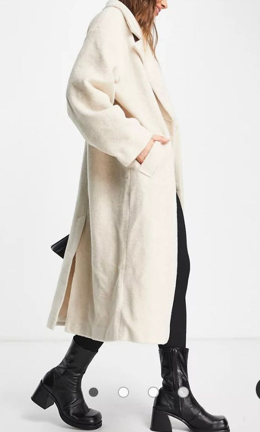 Fashion union smart oversized longline coat in cream UK 16 (S26) (M)