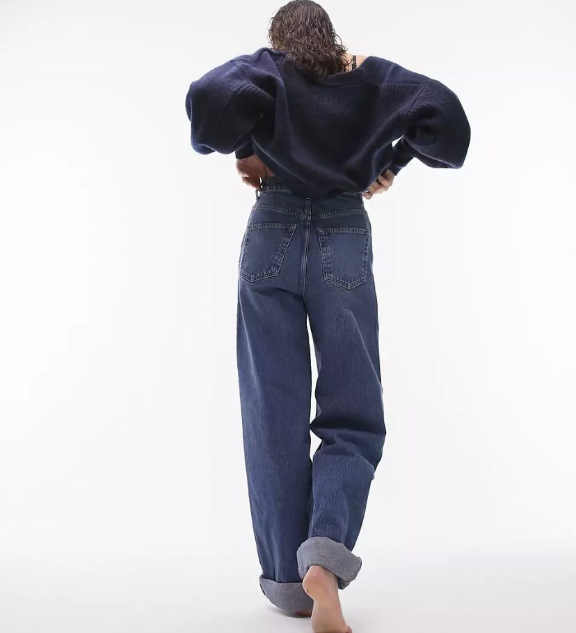 Topshop oversized Mom jean in mid blue (S32) (M)