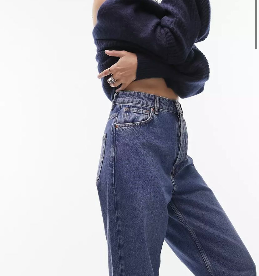 Topshop oversized Mom jean in mid blue (S32) (M)