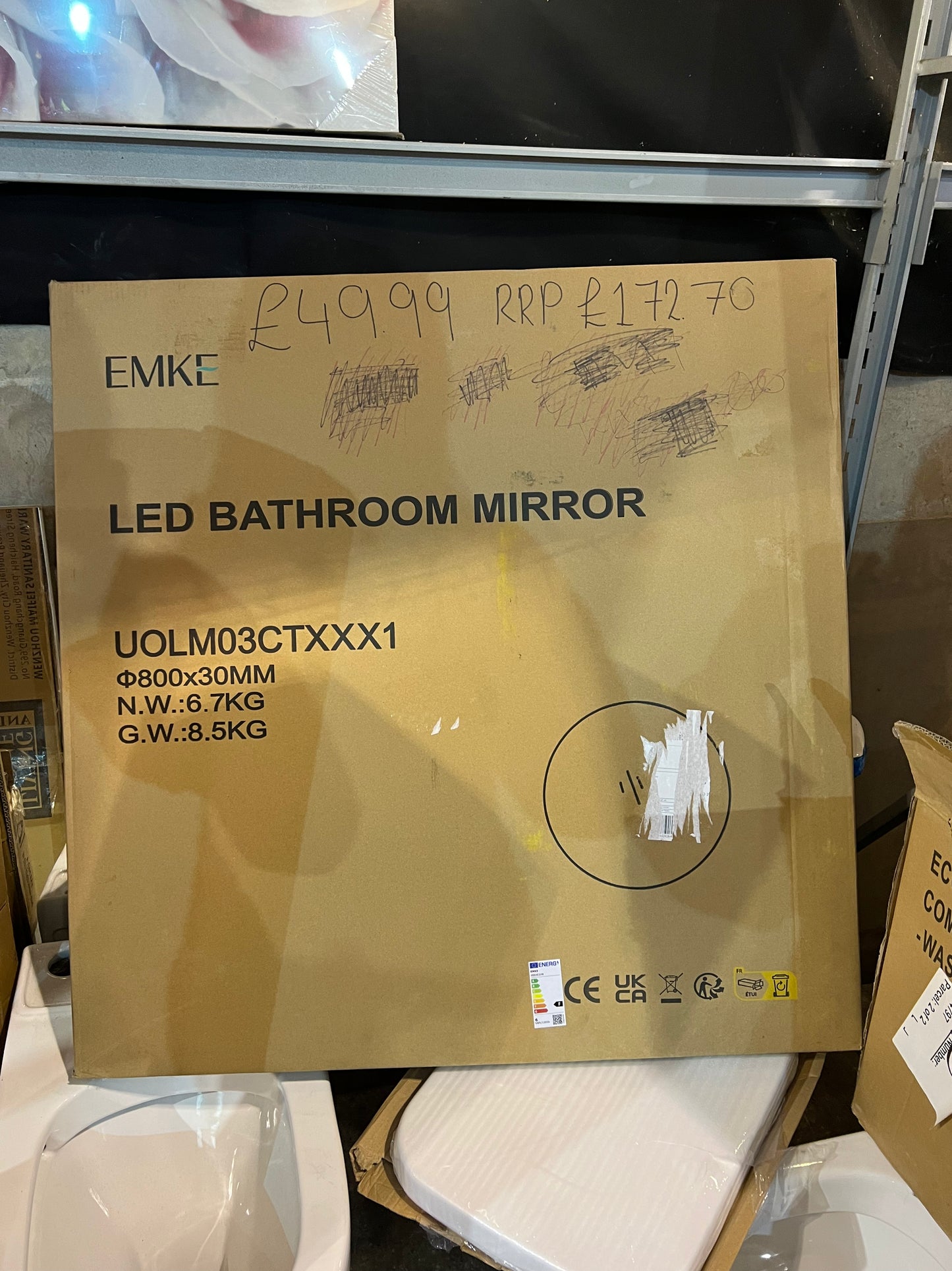 EMKE OLM03 Frameless Round LED Mirror 6500K Dimmable 80Cm (R387) Room1