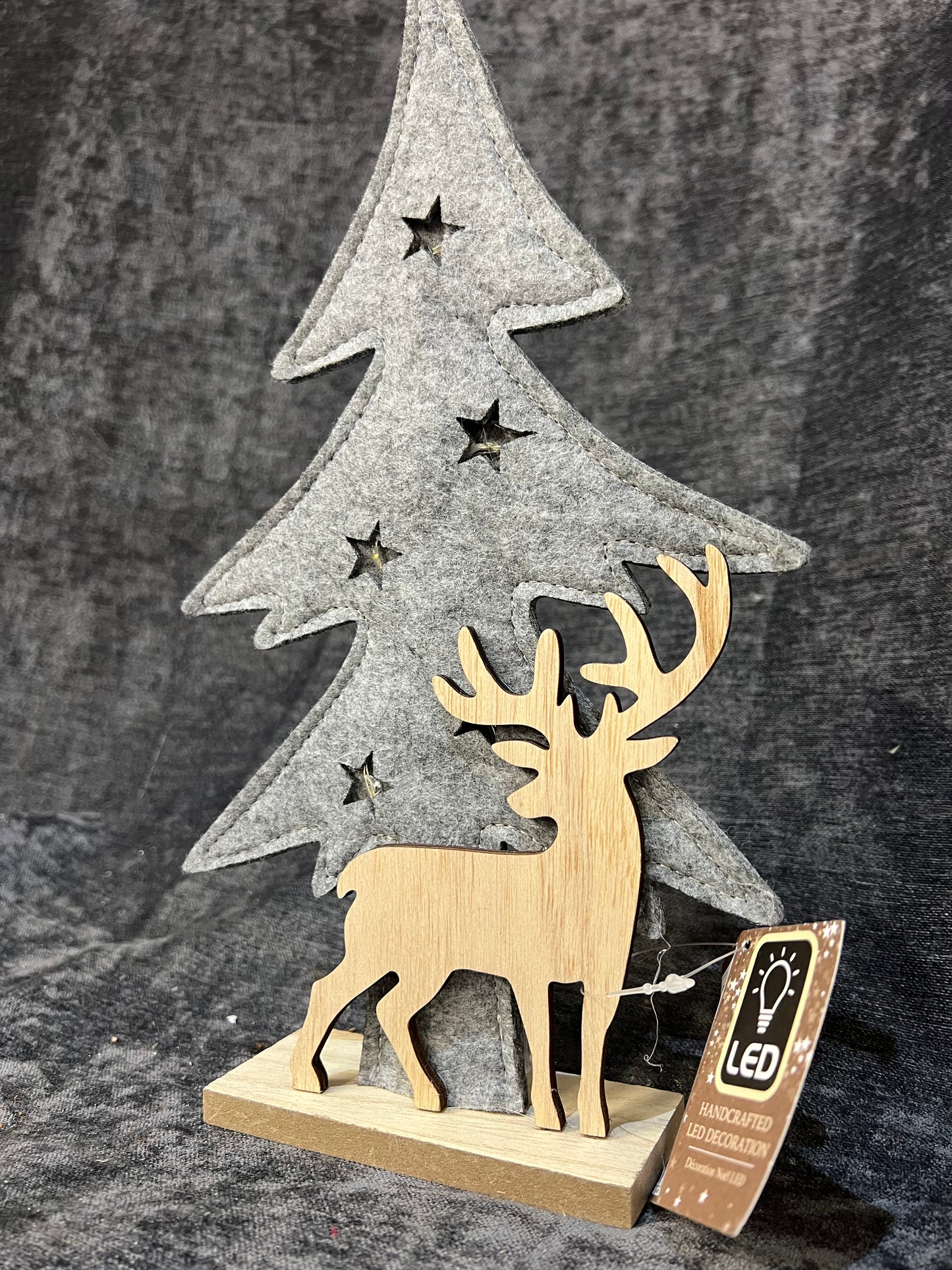 LED Felt Grey Tree Decoration (R400) (Room1)