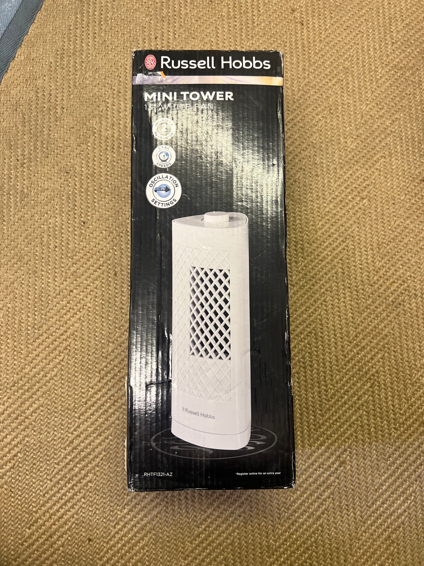 Russell Hobbs Mini Tower 13” White Fan NEW (T) (R441*)
