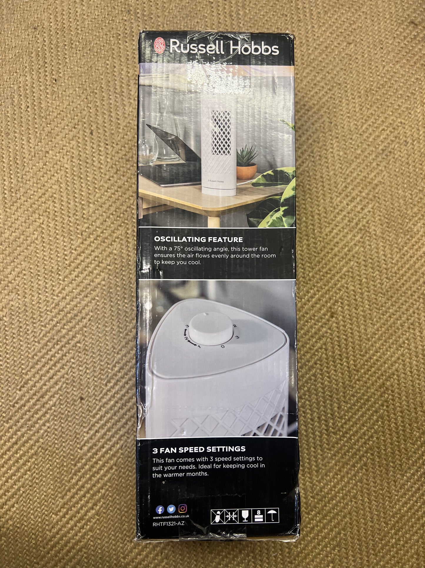 Russell Hobbs Mini Tower 13” White Fan NEW (T) (R441*)
