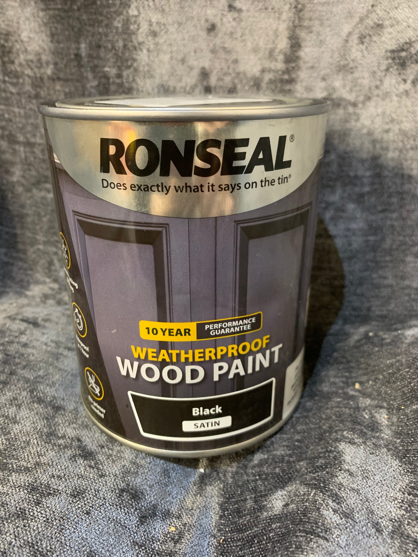 Ronseal Satin Black 10-Year Weatherproof Wood Paint (750ml) (S578) (A*)