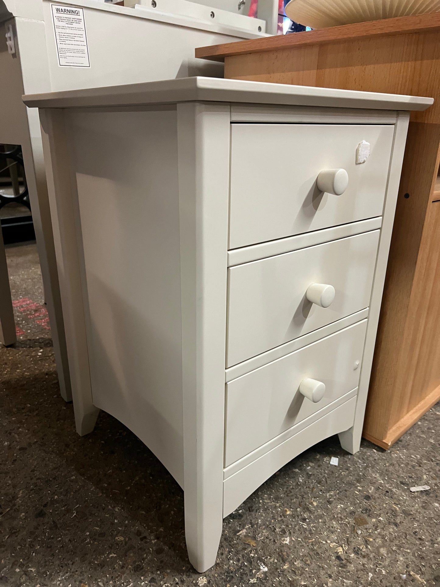 Cameo 3 Drawer Bedside Table, Stone White & Pine (R233)