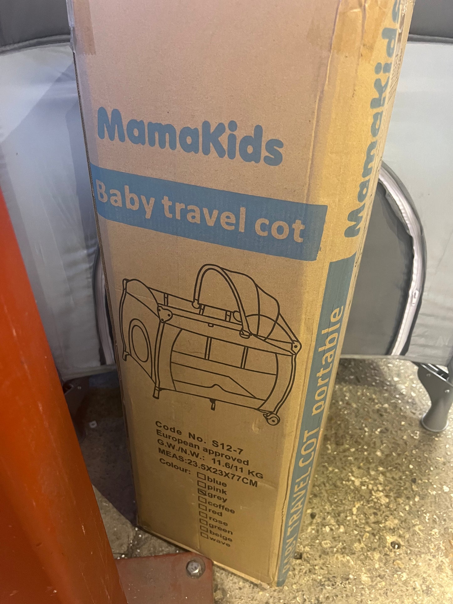MamaKids Baby Travel Cot Grey R254