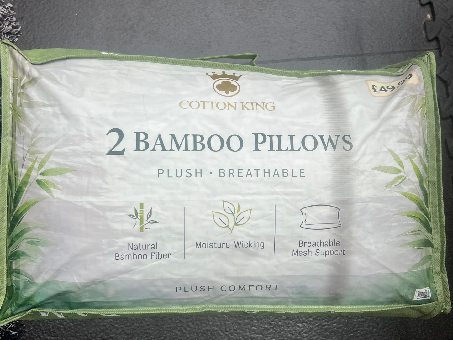 Cotton King 2 Pack Bamboo Pillows Plush Comfort BRAND NEW RRP £49.99