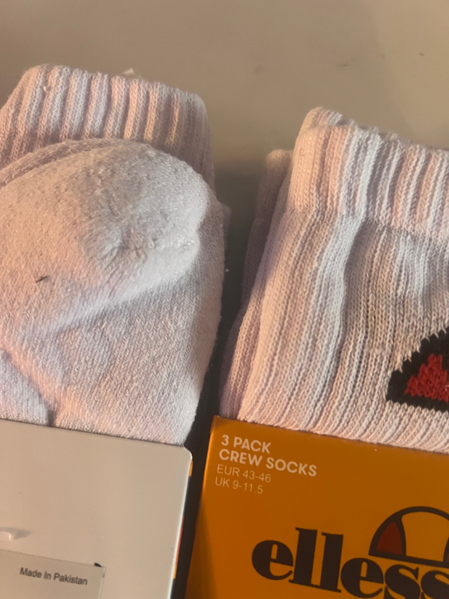 ellesse 2 x 3 Pack Socks (6 pairs in total) White UK 9-11.5 BRAND NEW