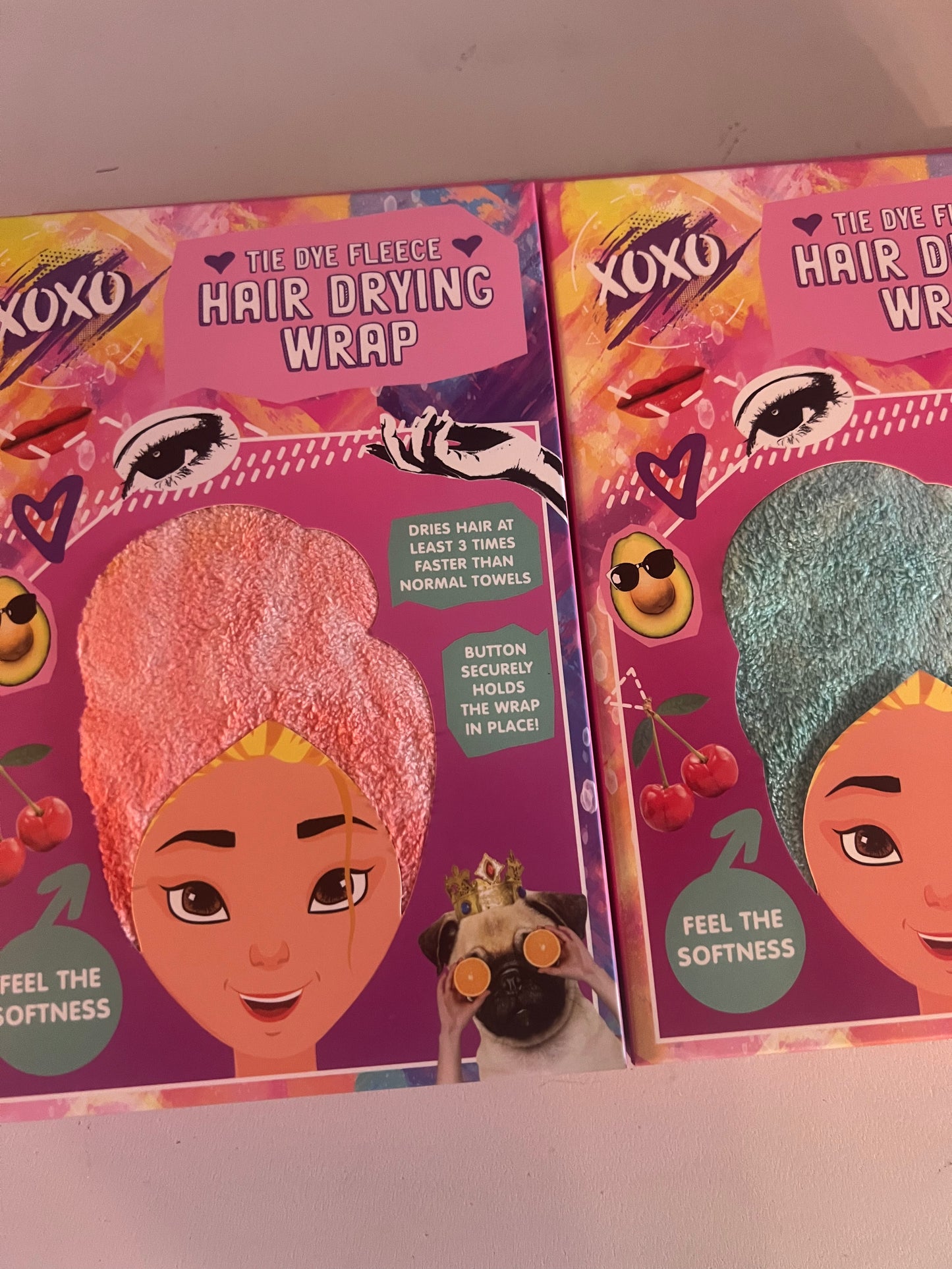 Tie Dye Fleece Hair Drying Wrap Pack Of 2 (Colours & Design May Vary) BRAND NEW