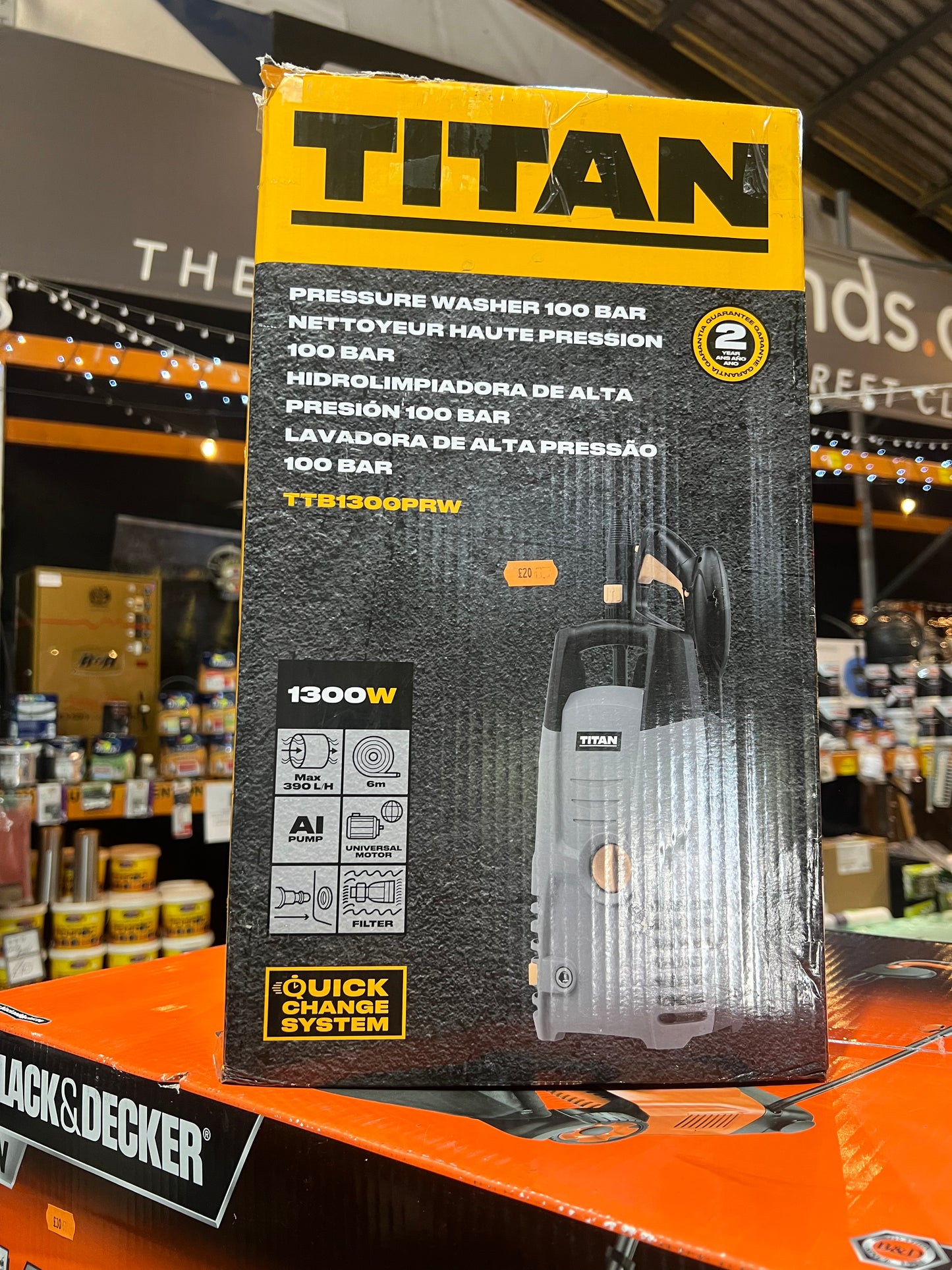 TITAN TTB1300PRW 100BAR ELECTRIC HIGH PRESSURE WASHER 1.3KW 230V (R264)