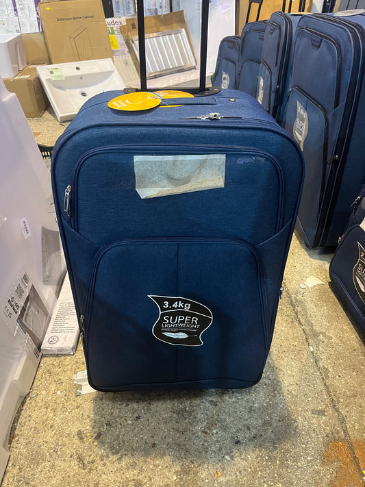 Dark blue large fabric suitcase (S234)