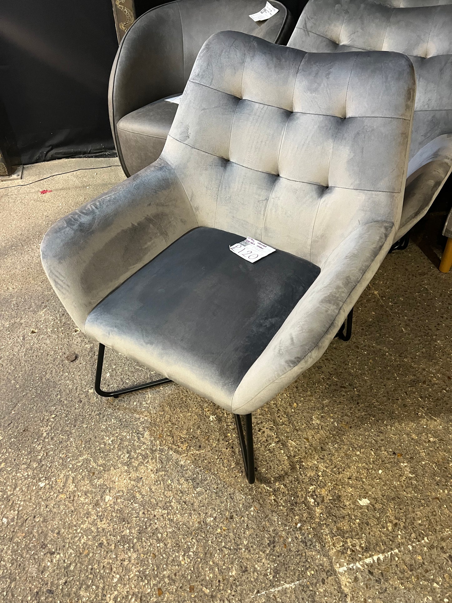 Turio Light Grey Velvet effect Chair (H)865mm (W)750mm (D)800mm