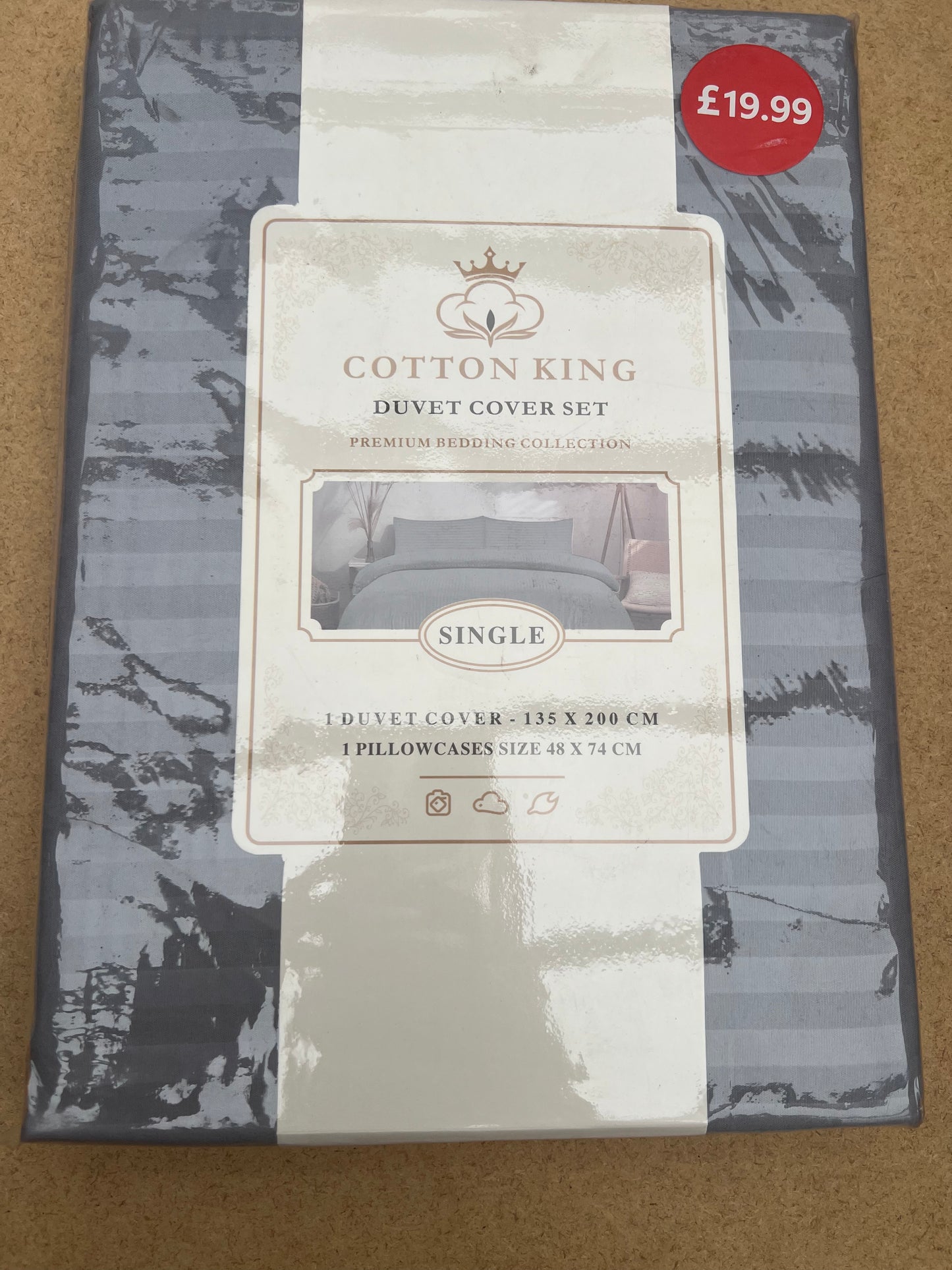 Dark Grey Single Duvet Cover Set Cotton King