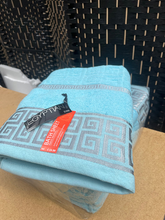 Pack of 3 Egyptian Cotton Bath Sheet Towels in Baby Blue