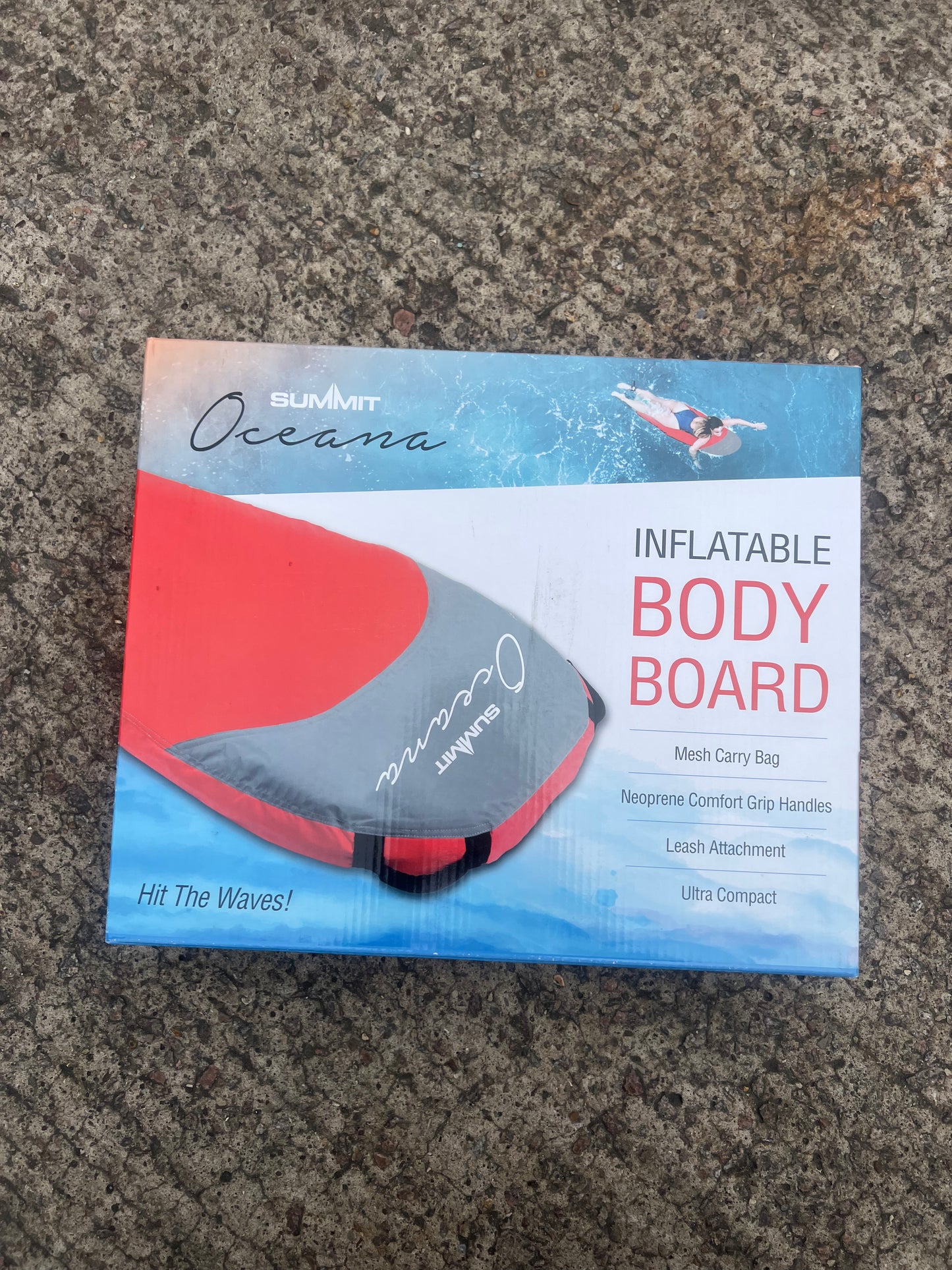 Summit Oceana Single Inflatable Body Board - Red | Surfing & Beach Bodyboard