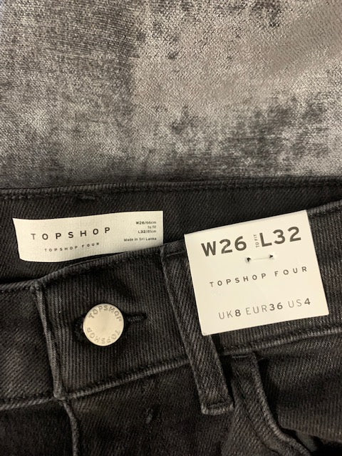 topshop four 5 pocket stretch skinny black jeans (T8) (M)