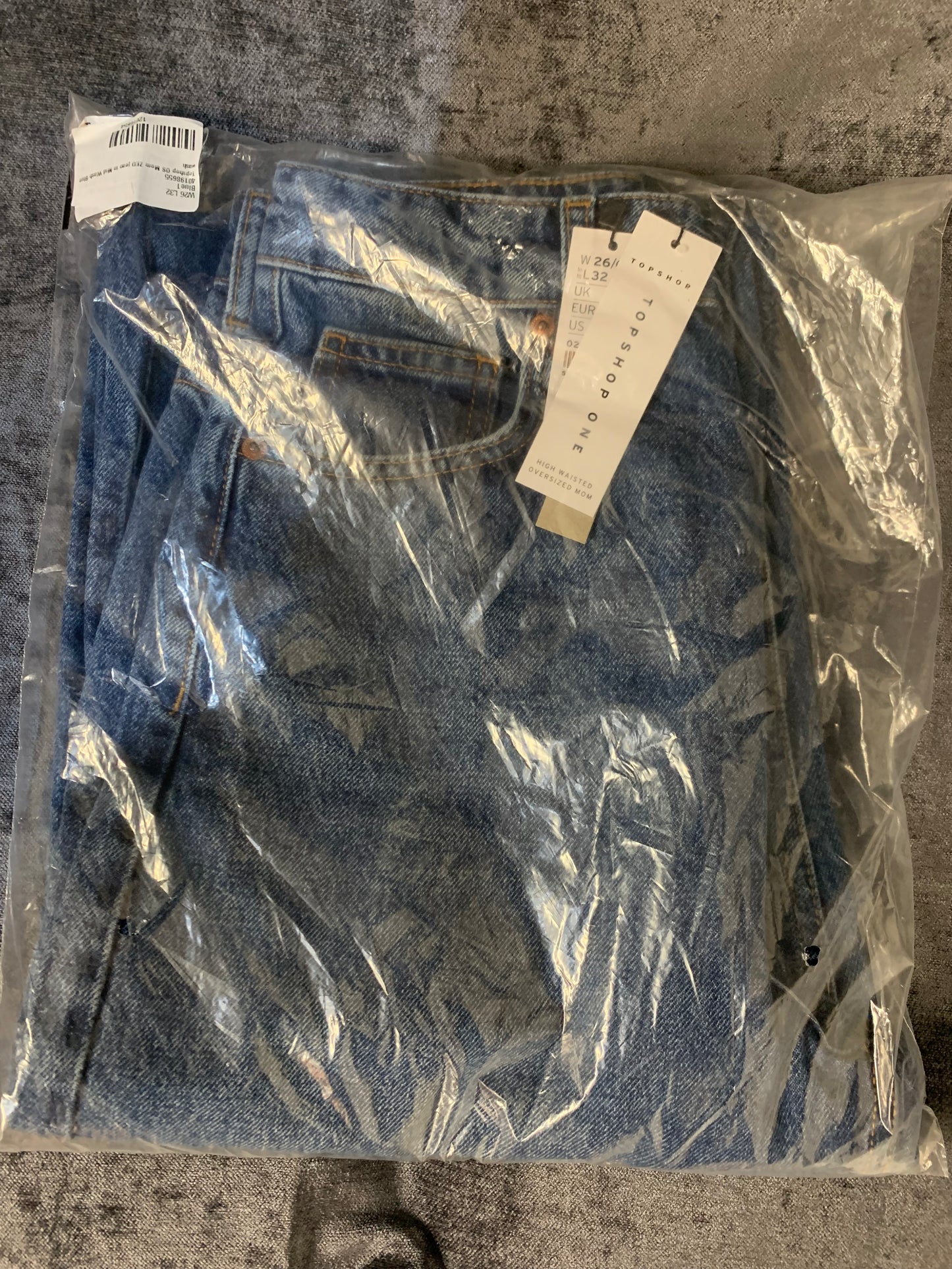 Topshop One oversized Mom jean in mid blue UK8 (T15) (M)