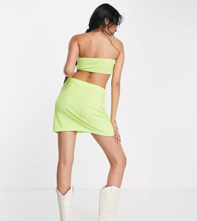 Lola May towelling mini skirt in lime UK10 (T74) (P)