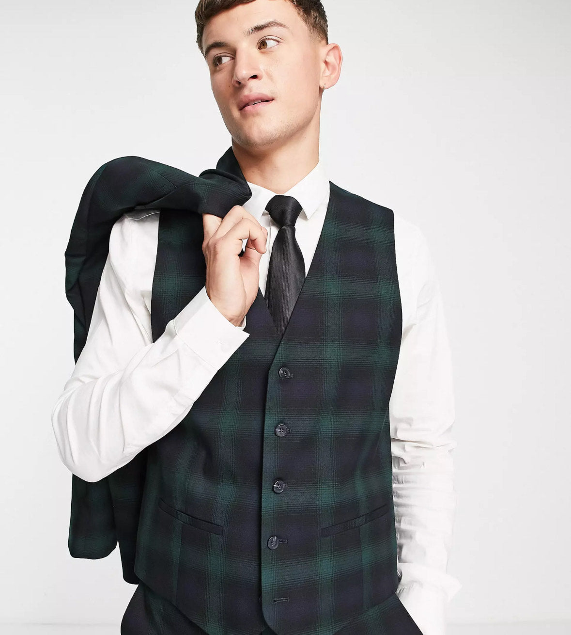 Men's Topman blackwatch check waistcoat UK38 (T27) R1R