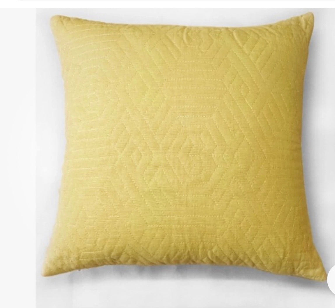 Kemi Quilted Gro Cushion Ochre Yellow 45x45cm BoLiving (V) (S1051*)