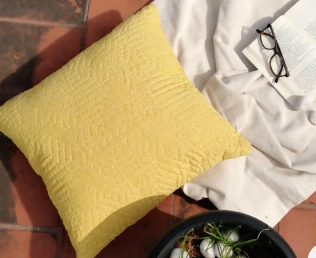 Kemi Quilted Gro Cushion Ochre Yellow 45x45cm BoLiving (V) (S1051*)