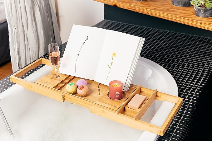 Luxury Bath Caddy Natural Bamboo (J)