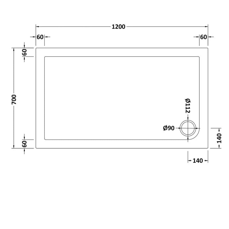 Nuie Pearlstone Rectangular Shower Tray 1200mm x 700mm White (R17)