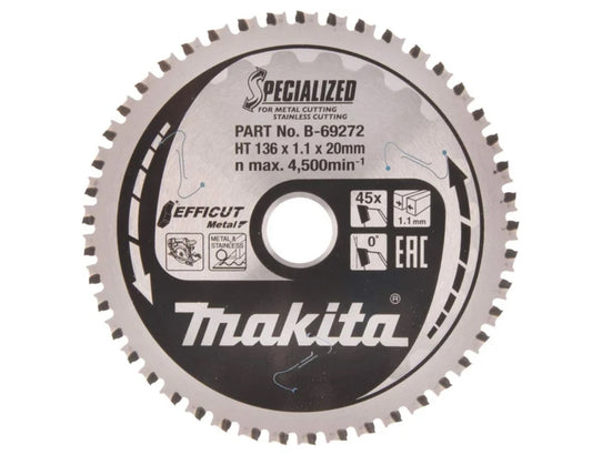 Makita B-69272 Efficut Steel Cutting Circular Saw Blade 136mm x 20mm (J)