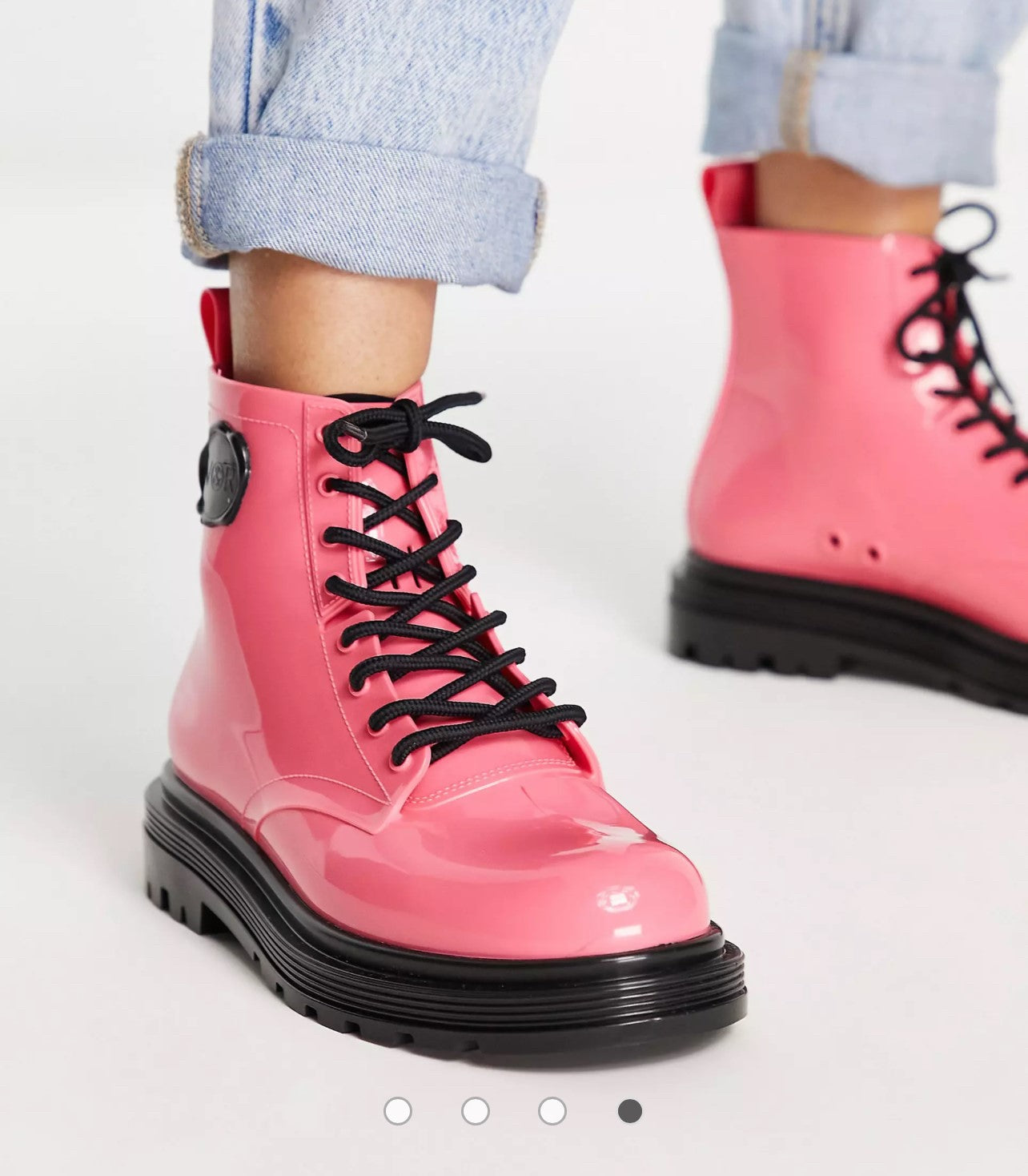 Viktor And Rolf coturno patent lace up boots in bright pink UK4 (R133) (L)