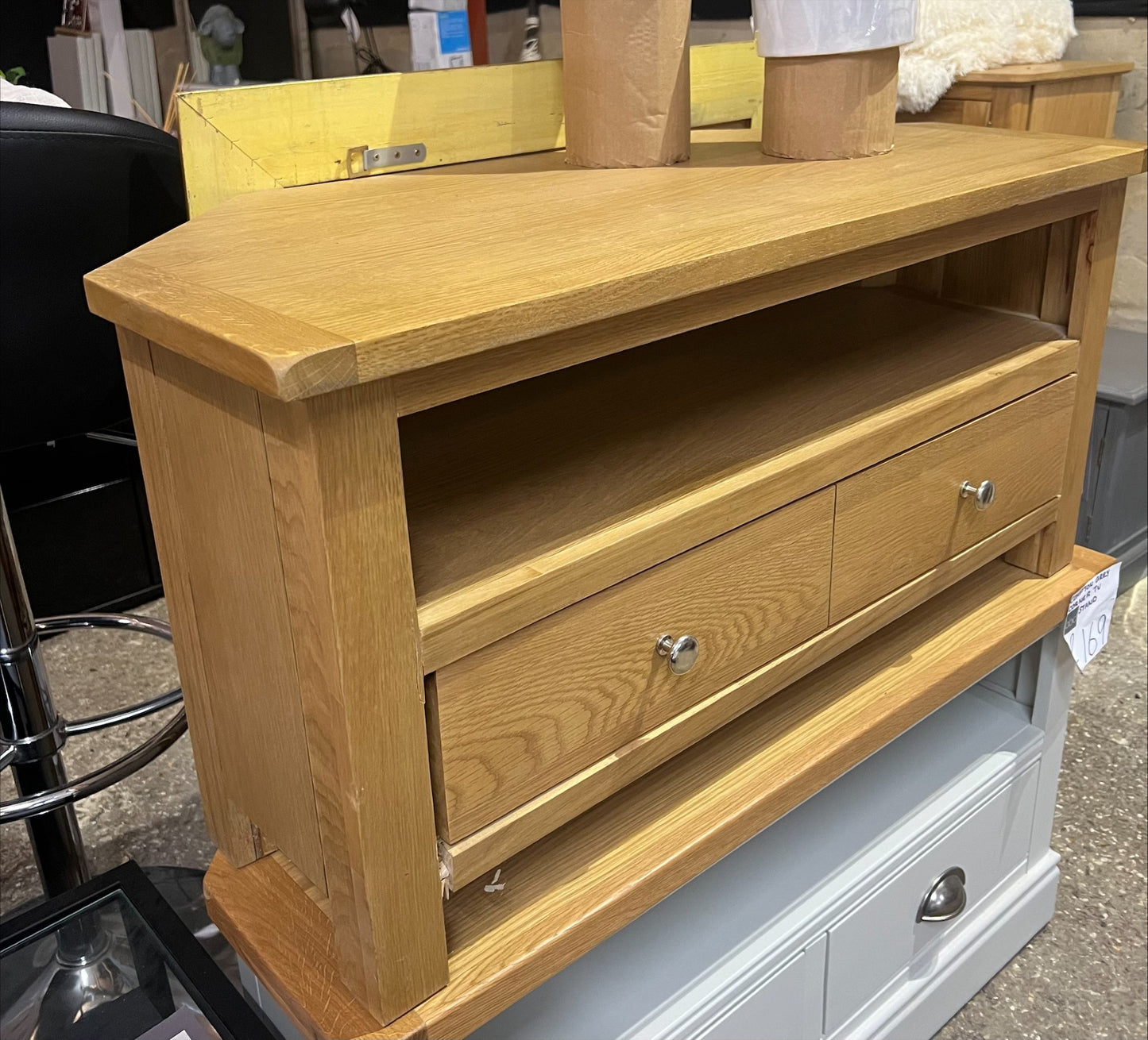 Oak Effect Small Corner TV Unit