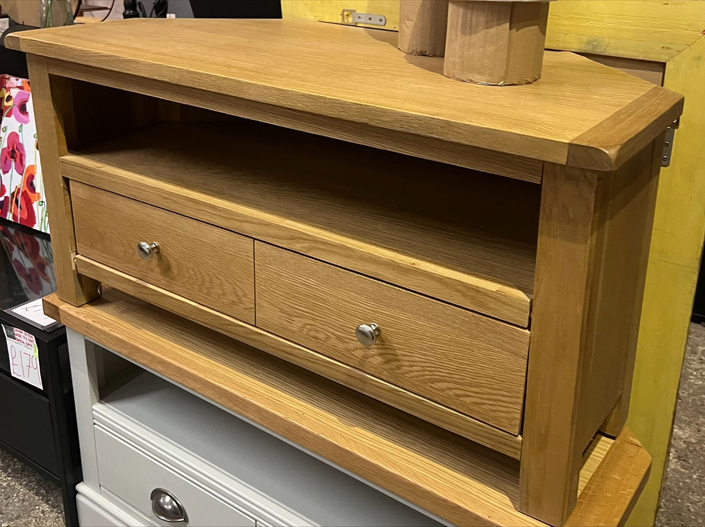 Oak Effect Small Corner TV Unit