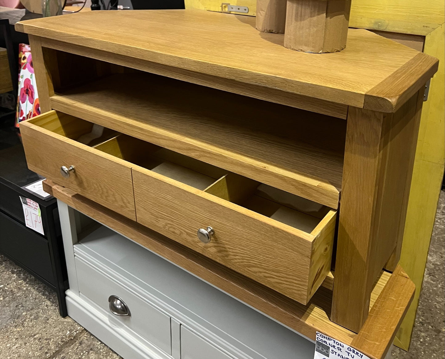 Oak Effect Small Corner TV Unit