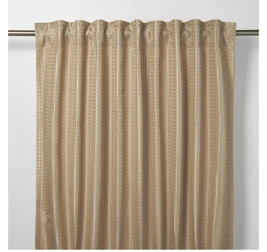 Mandlay Beige Spotted Stripe Unlined Pencil Pleat Curtain W117xL137cm (J)