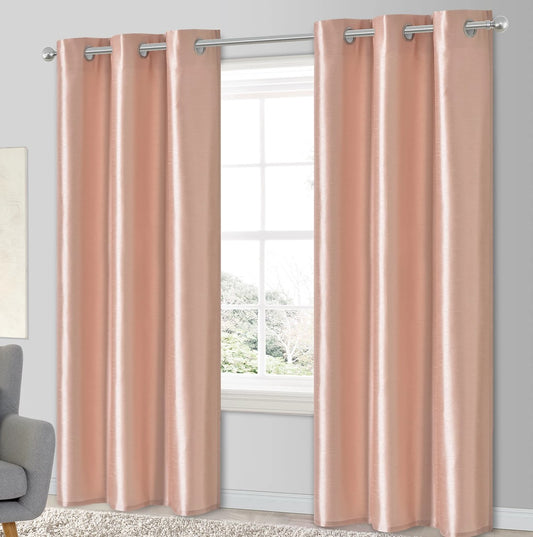 Morea Pink Plain woven Lined Eyelet Curtain (W)228cm (L)228cm Pair (R195)