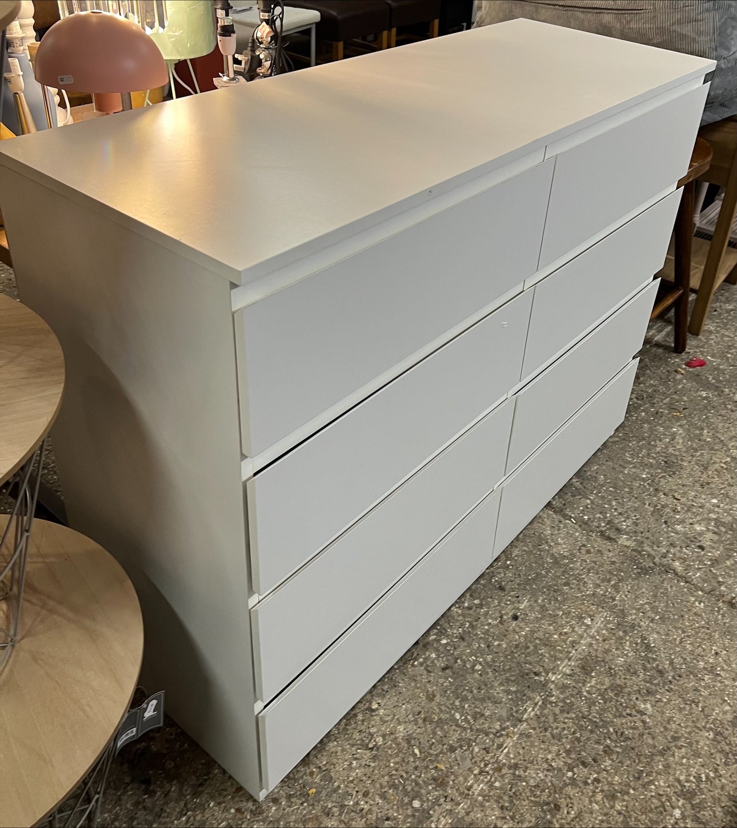 Matt White 8 Drawer Chest Of Drawers Large Sideboard (R43)