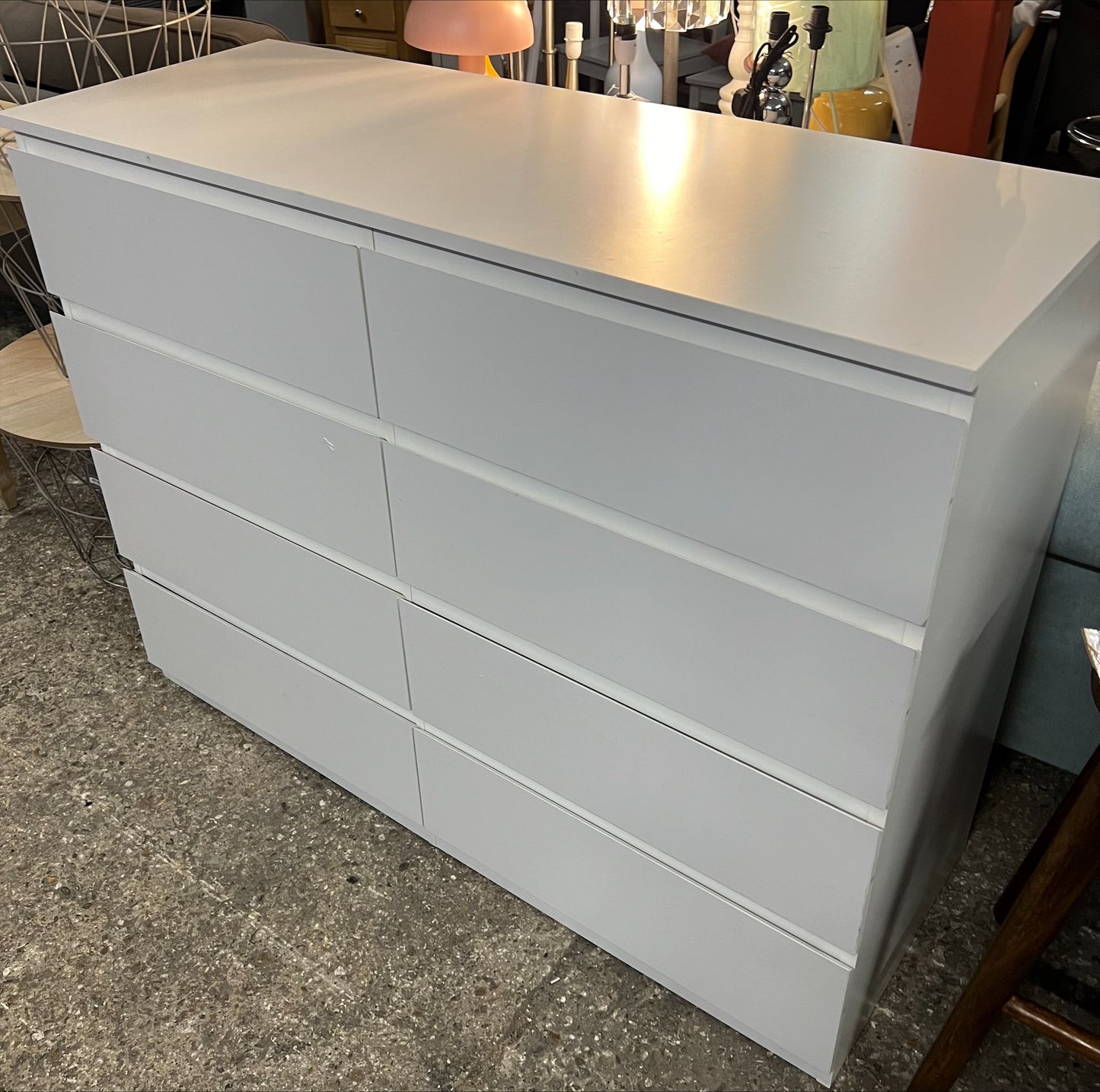 Matt White 8 Drawer Chest Of Drawers Large Sideboard (R43)