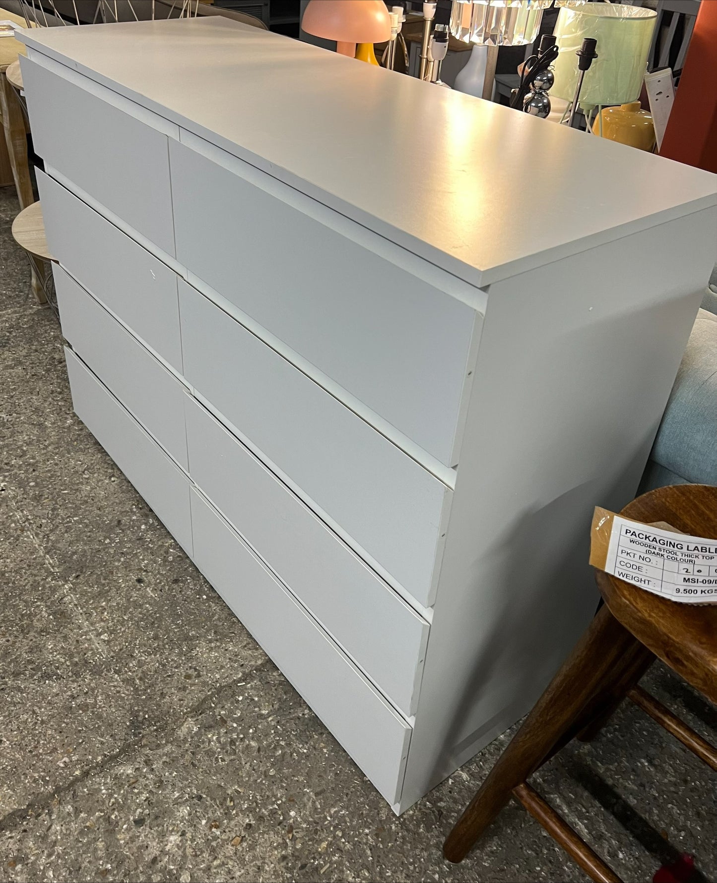 Matt White 8 Drawer Chest Of Drawers Large Sideboard (R43)